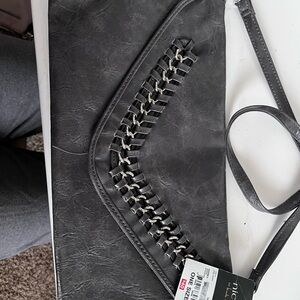 Nicole Miller Black Crossbody Bag with Chain Detail